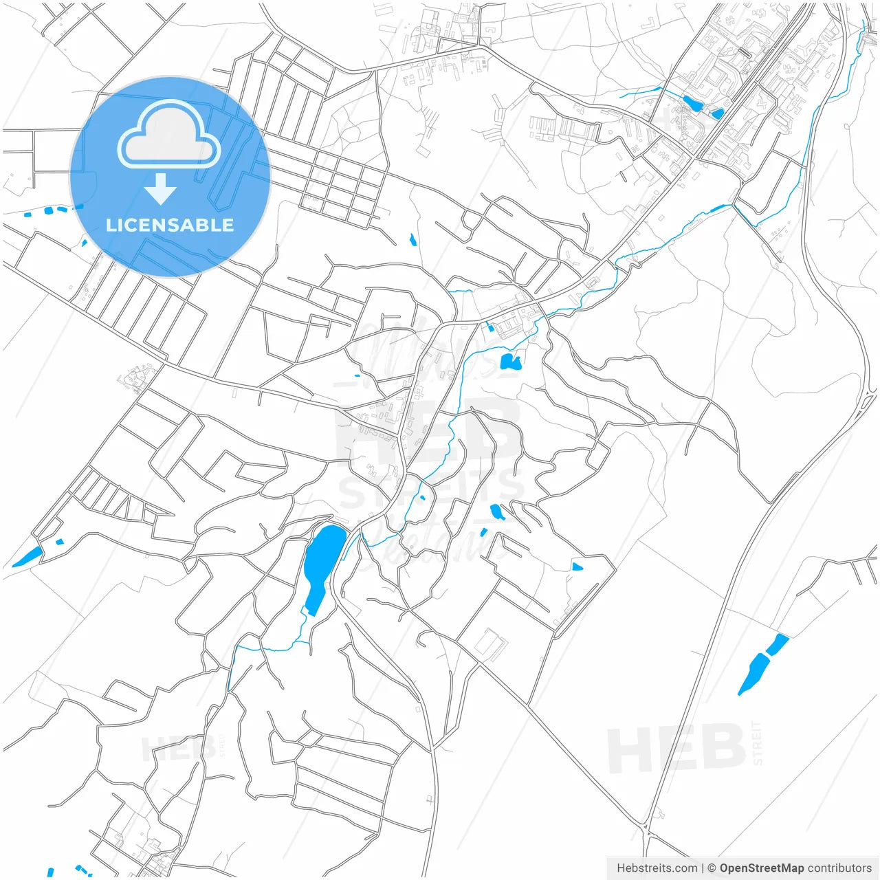 Obukhiv, Kyiv Oblast, Ukraine, city map with high resolution roads.