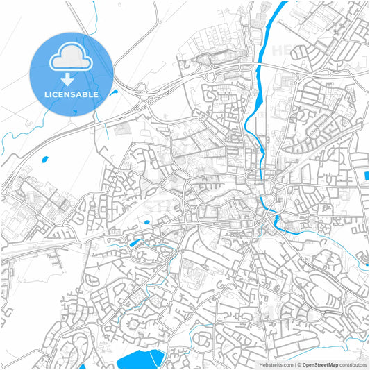 Paisley, Renfrewshire, Scotland, city map with high resolution roads.