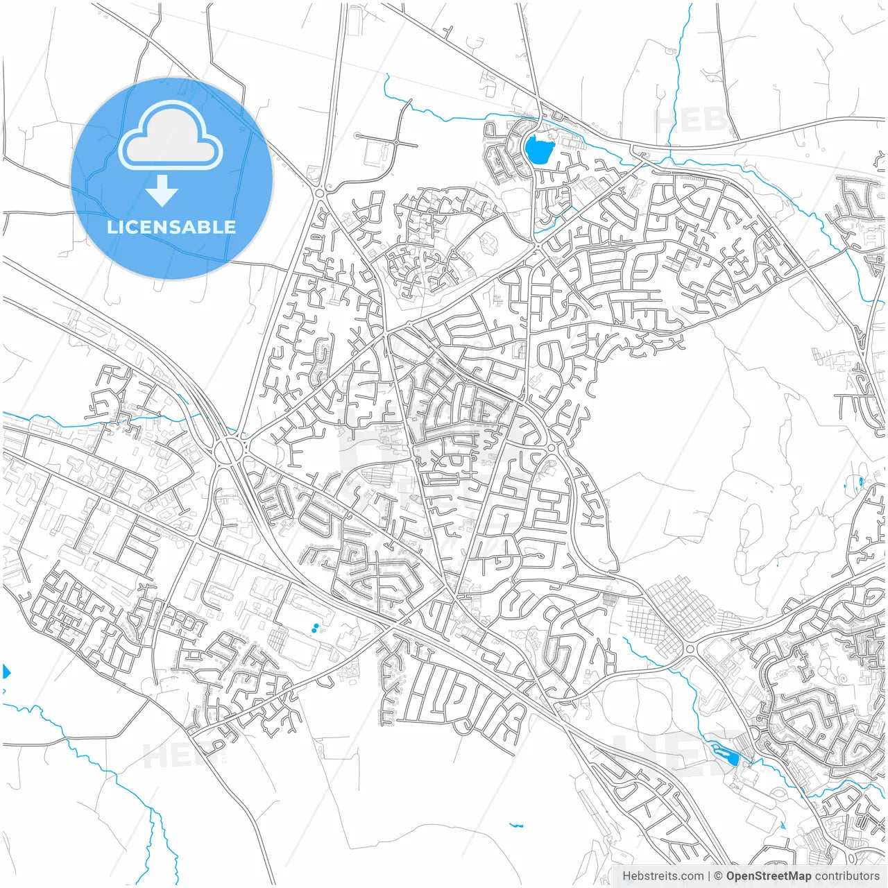 Newtownabbey, Newtownabbey, Northern Ireland, city map with high resolution roads.