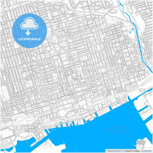 Toronto, Ontario, Canada, city map with high resolution roads.