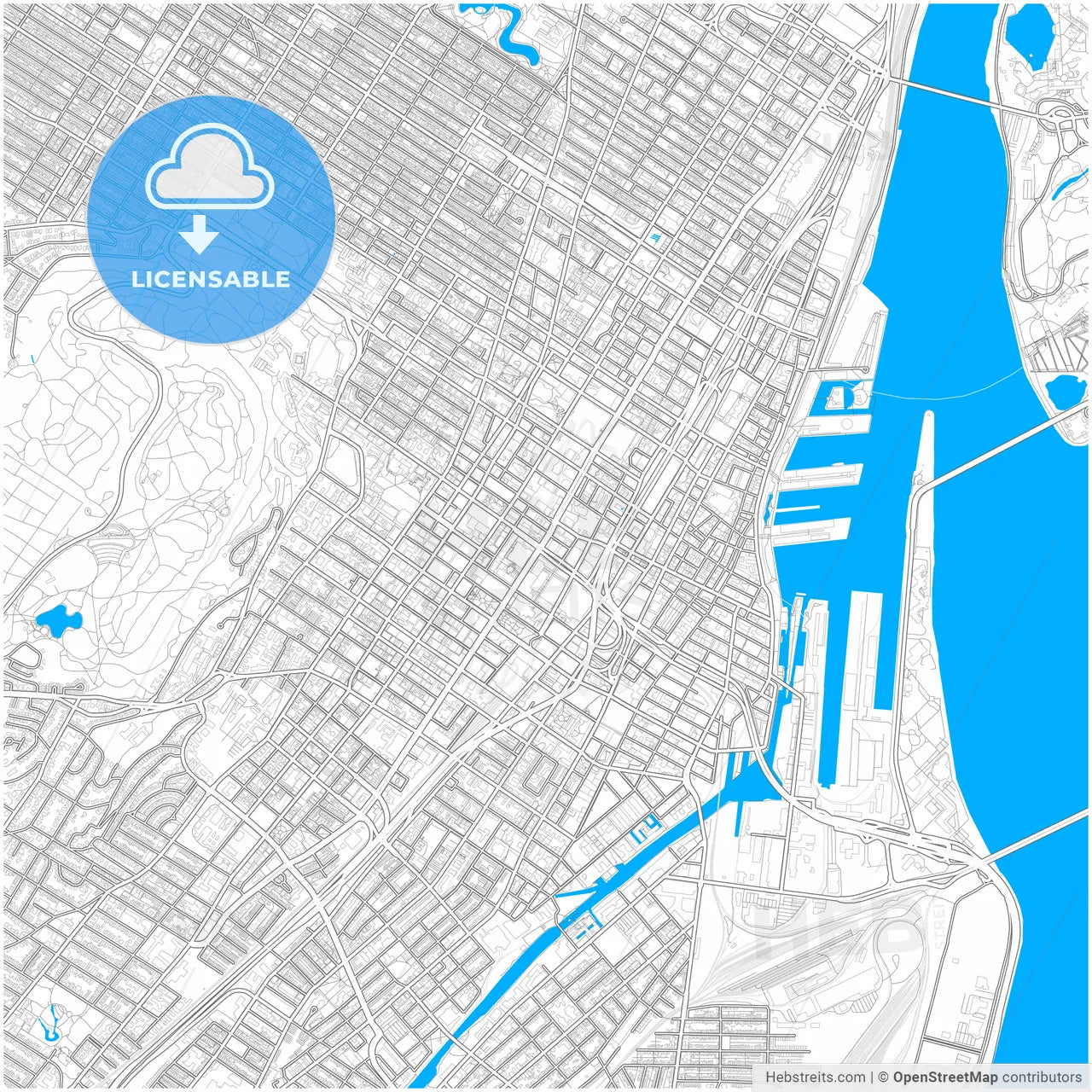 Montreal, Quebec, Canada, city map with high resolution roads.