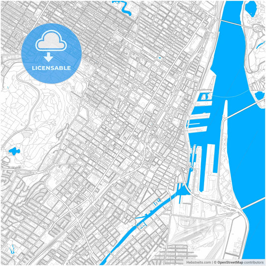 Montreal, Quebec, Canada, city map with high resolution roads.