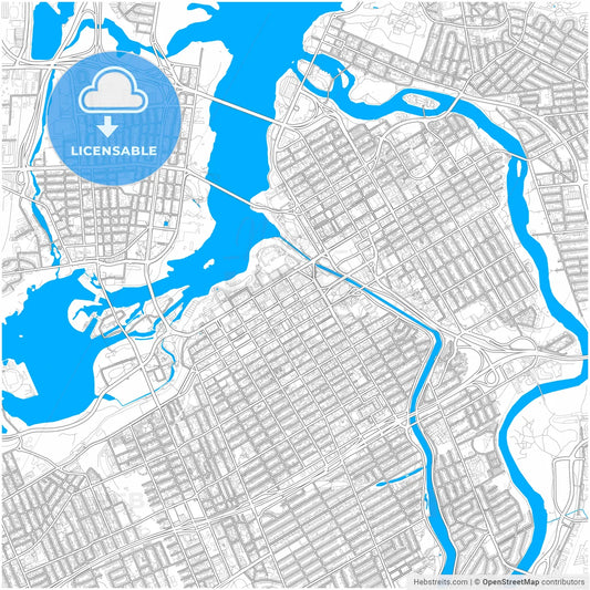 Ottawa, Ontario, Canada, city map with high resolution roads.