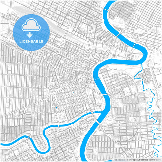 Winnipeg, Manitoba, Canada, city map with high resolution roads.