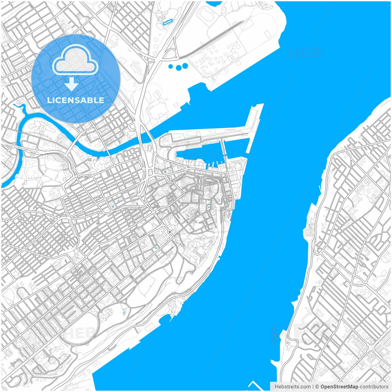 Quebec City, Quebec, Canada, city map with high resolution roads.