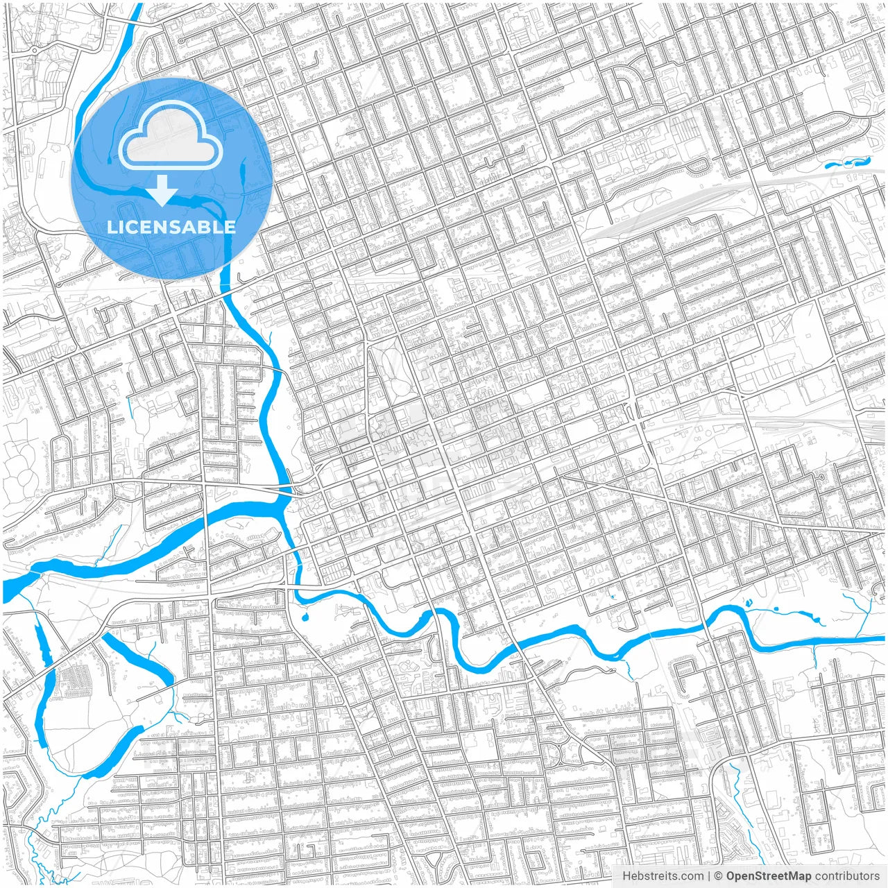 London, Ontario, Canada, city map with high resolution roads.