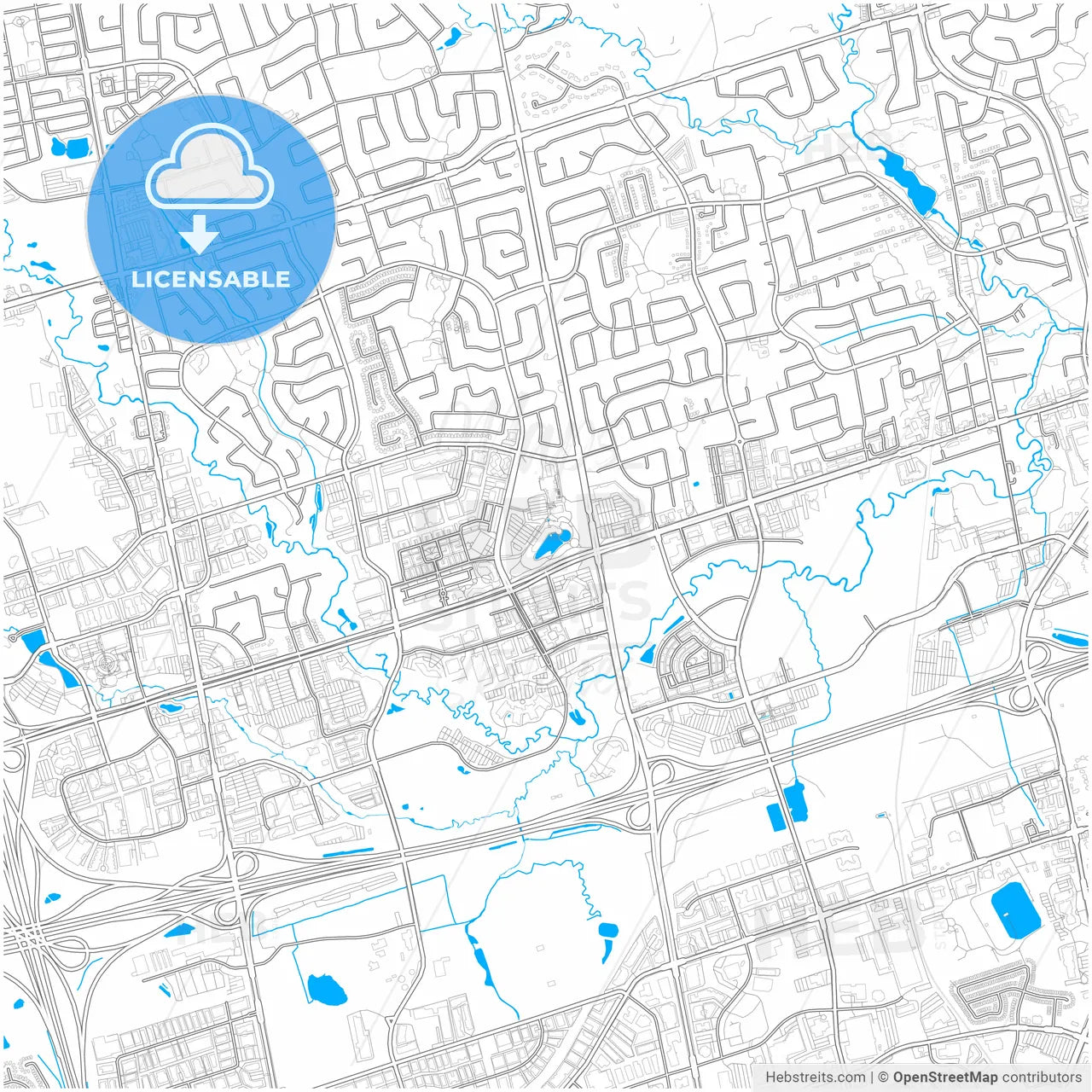 Markham, Ontario, Canada, city map with high resolution roads.