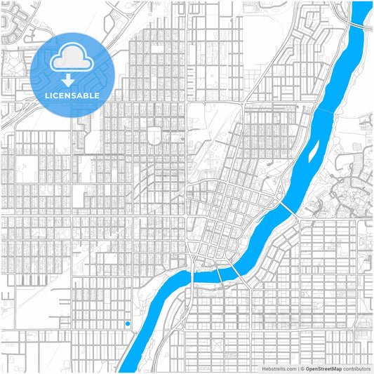 Saskatoon, Saskatchewan, Canada, city map with high resolution roads.