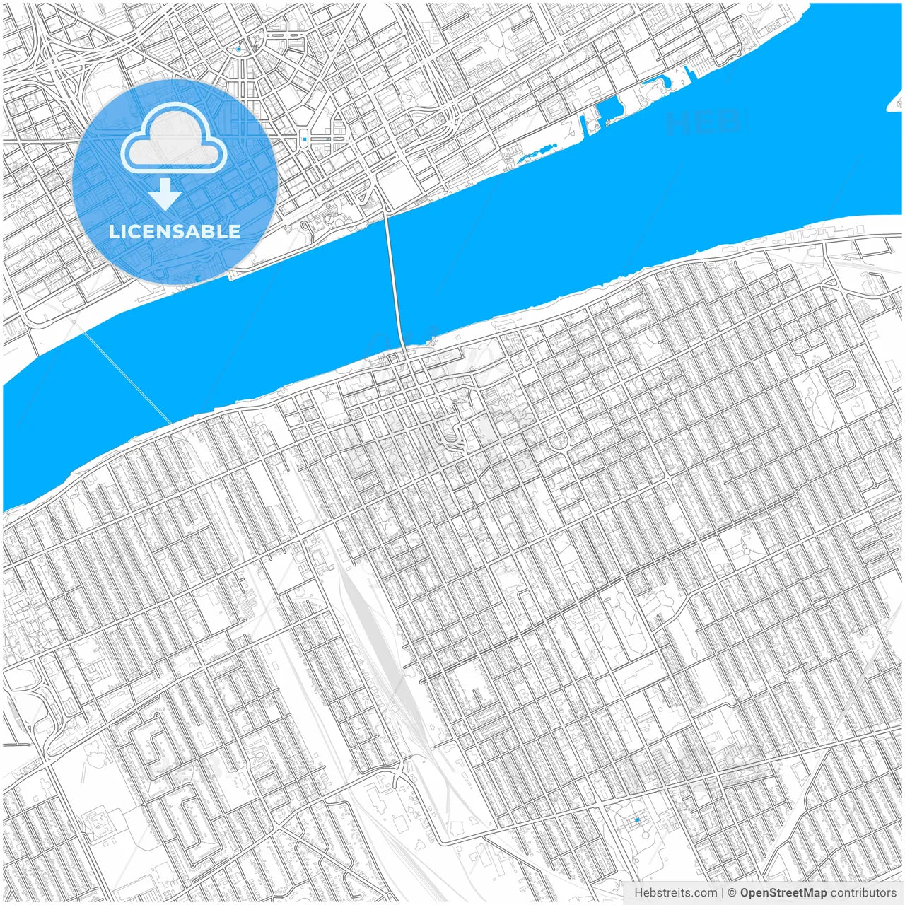 Windsor, Ontario, Canada, city map with high resolution roads.