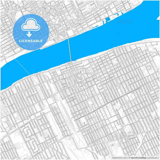 Windsor, Ontario, Canada, city map with high resolution roads.