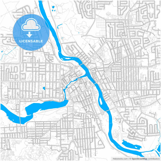Sherbrooke, Quebec, Canada, city map with high resolution roads.