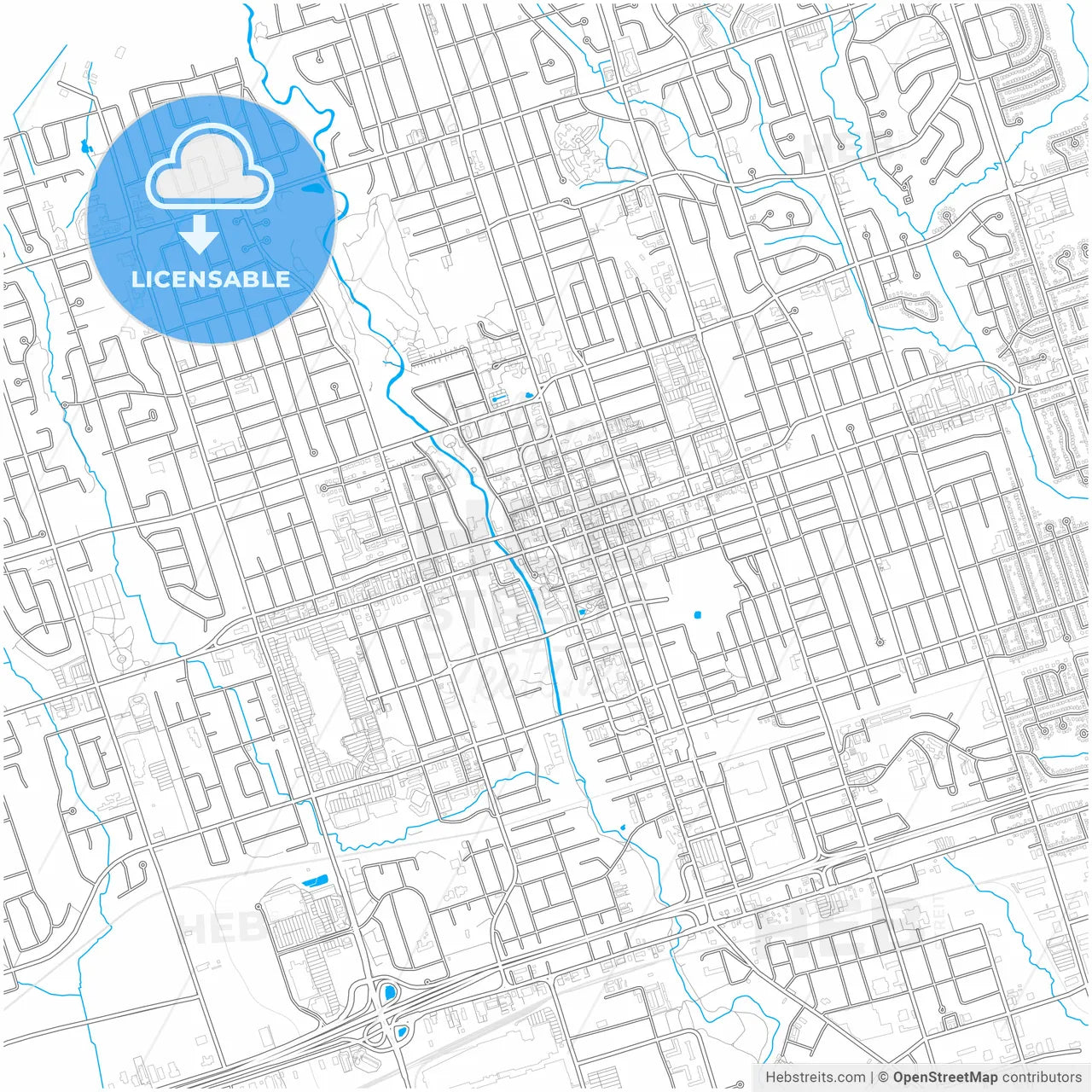 Oshawa, Ontario, Canada, city map with high resolution roads.