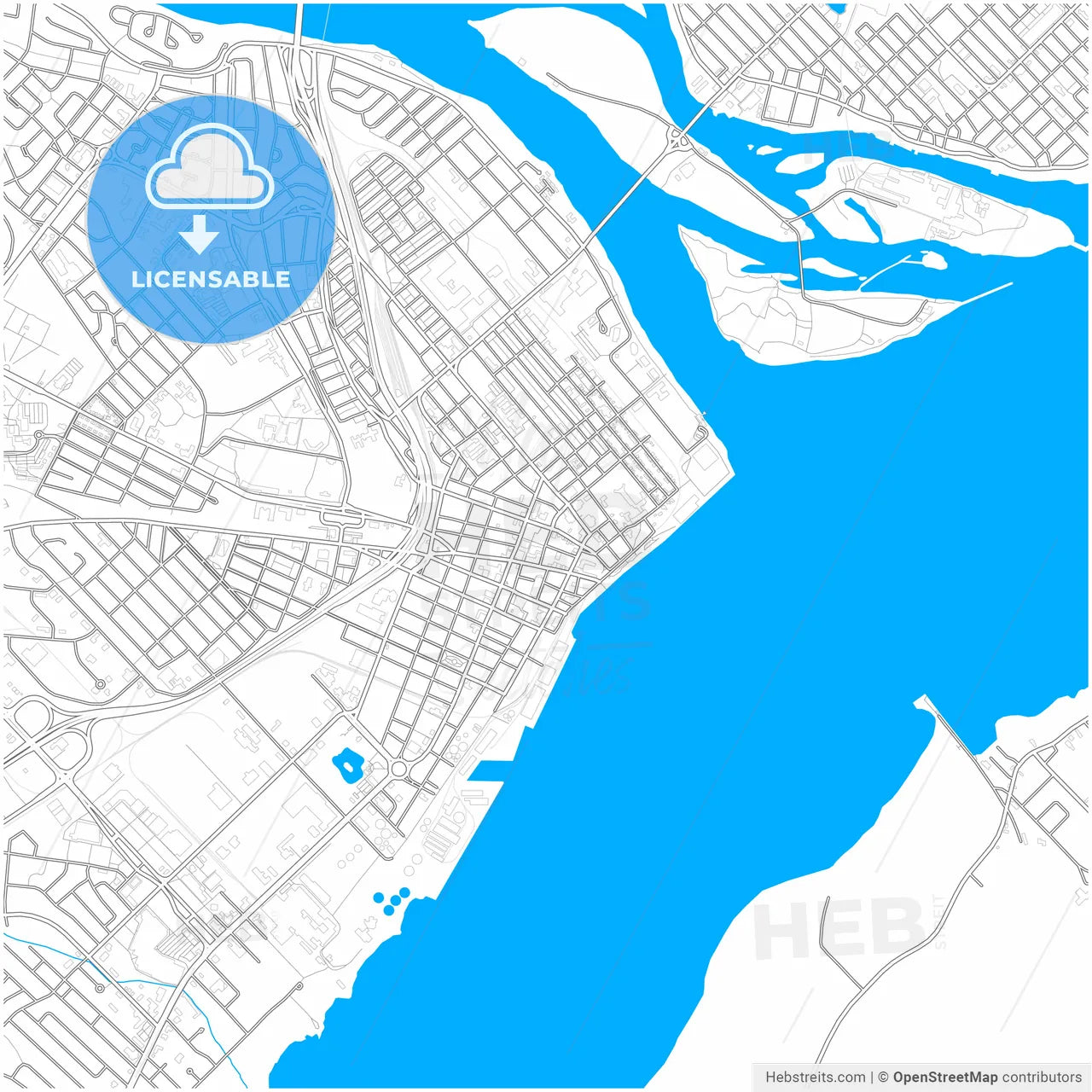 Trois-Rivières, Quebec, Canada, city map with high resolution roads.