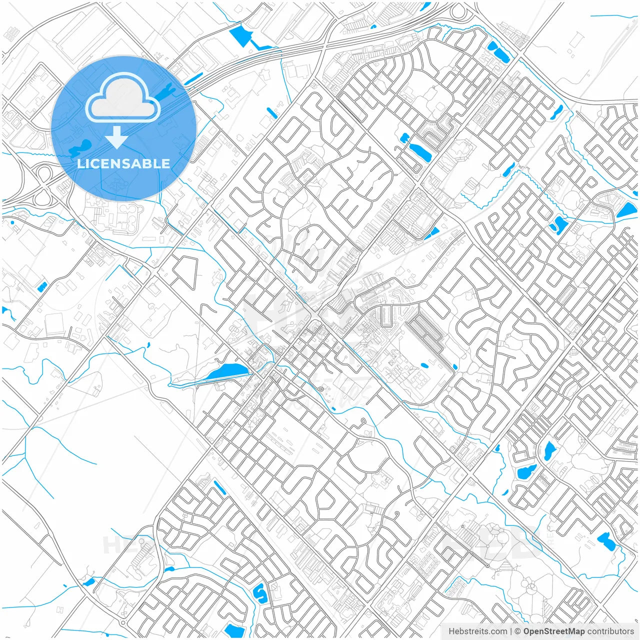 Milton, Ontario, Canada, city map with high resolution roads.