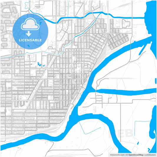 Thunder Bay, Ontario, Canada, city map with high resolution roads.