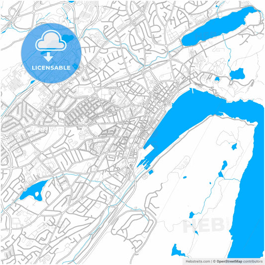 St Johns, Newfoundland and Labrador, Canada, city map with high resolution roads.