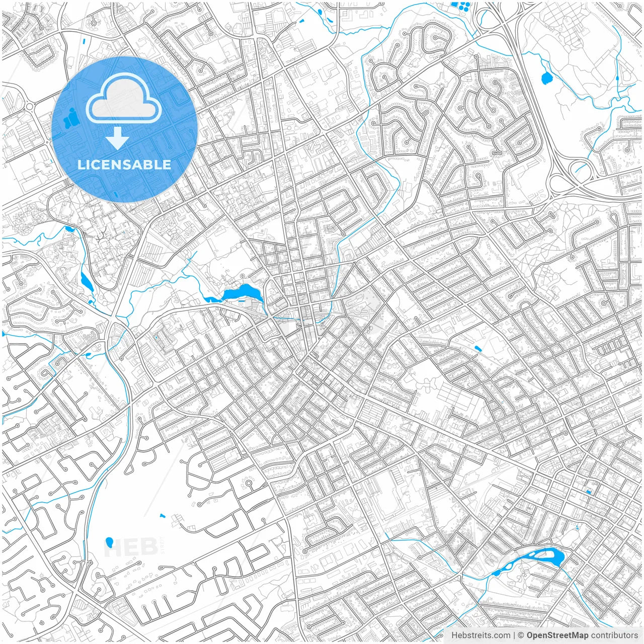 Waterloo, Ontario, Canada, city map with high resolution roads.