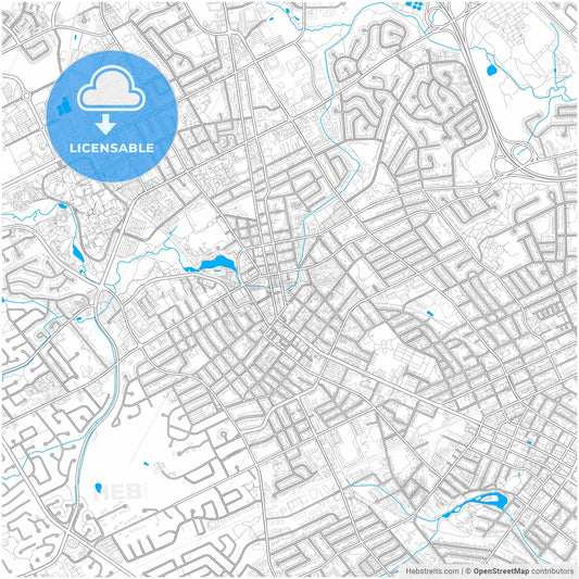 Waterloo, Ontario, Canada, city map with high resolution roads.