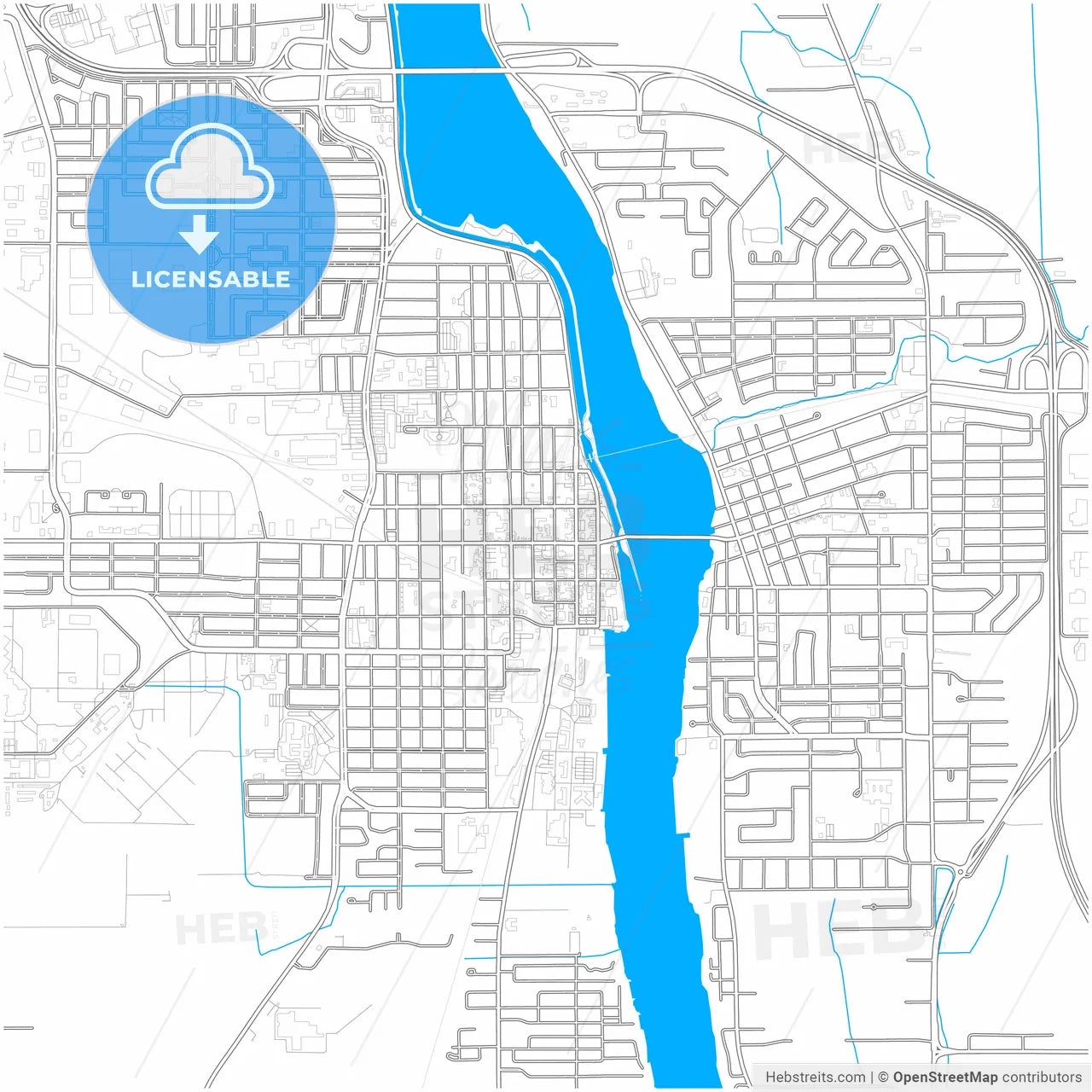 Saint-Jean-sur-Richelieu, Quebec, Canada, city map with high resolution roads.