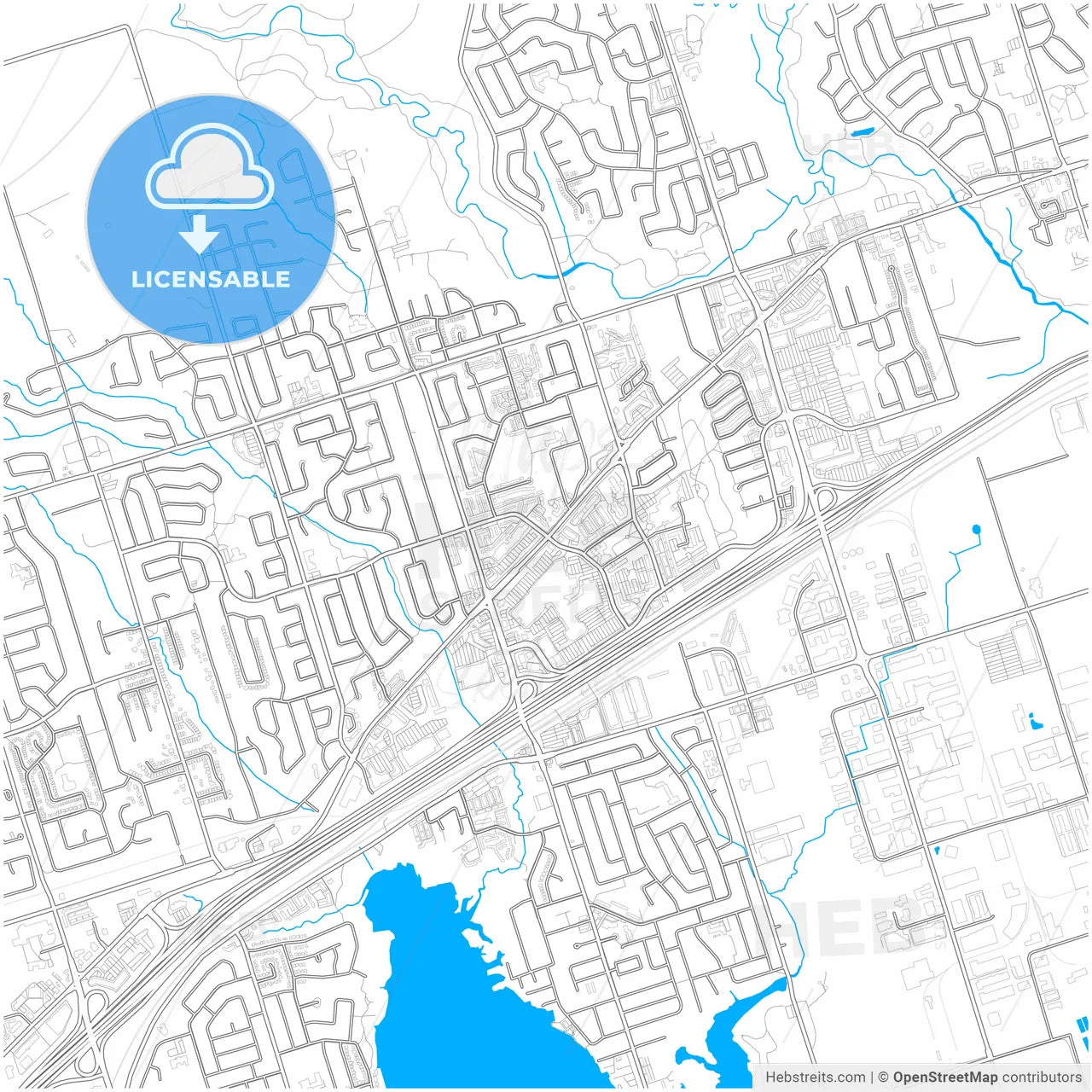 Pickering, Ontario, Canada, city map with high resolution roads.
