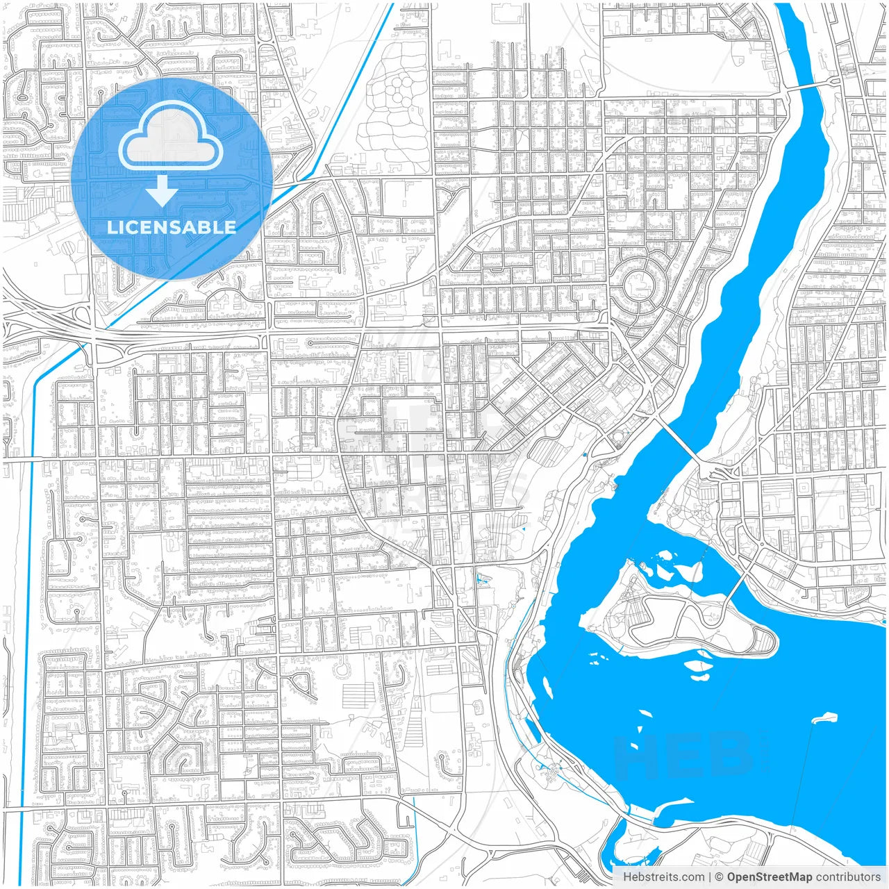 Niagara Falls, Ontario, Canada, city map with high resolution roads.