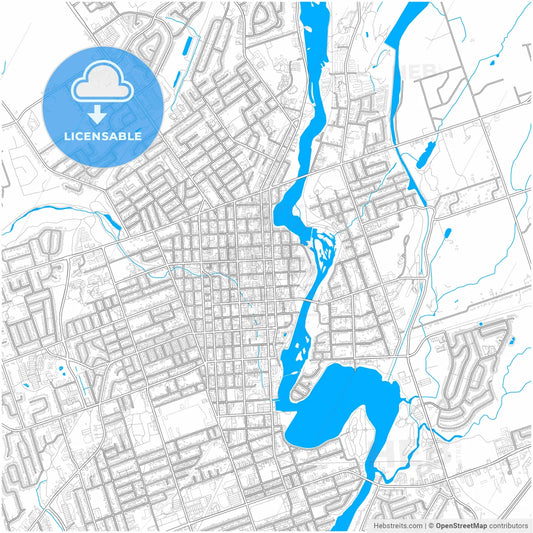 Peterborough, Ontario, Canada, city map with high resolution roads.