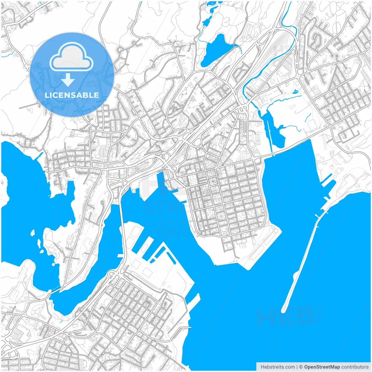 Saint John, New Brunswick, Canada, city map with high resolution roads.