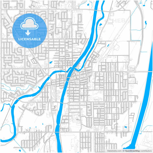 Welland, Ontario, Canada, city map with high resolution roads.