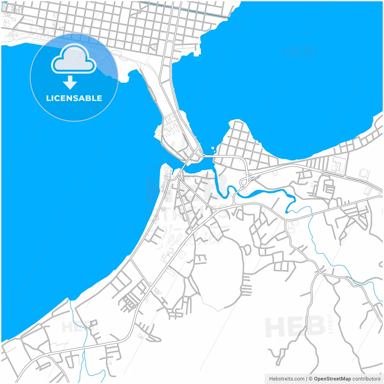 Puerto Cortés, Cortés, Honduras, city map with high resolution roads.