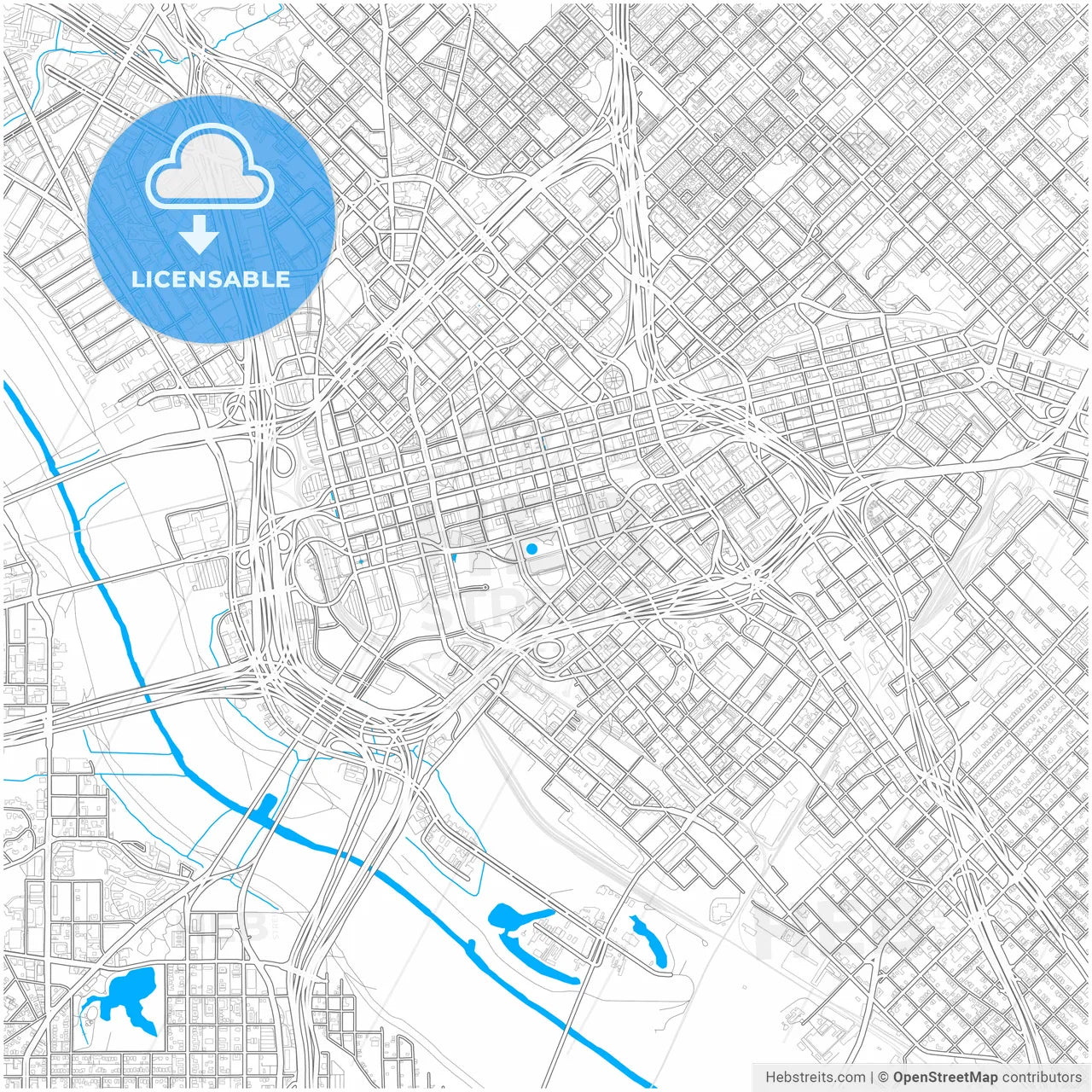 Dallas, Texas, United States, city map with high resolution roads.