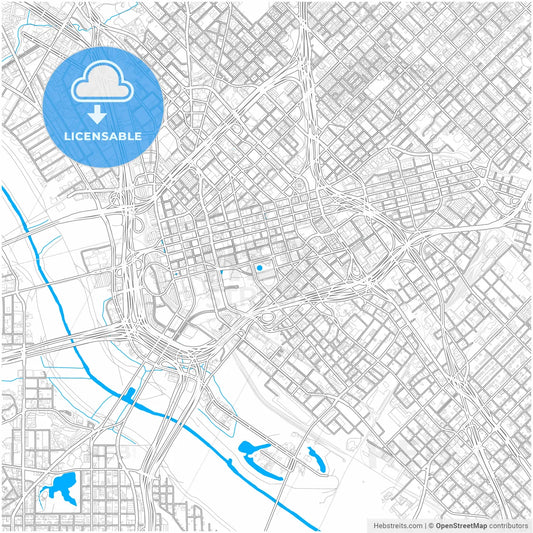 Dallas, Texas, United States, city map with high resolution roads.