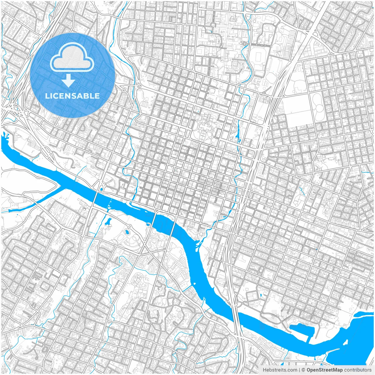 Austin, Texas, United States, city map with high resolution roads.