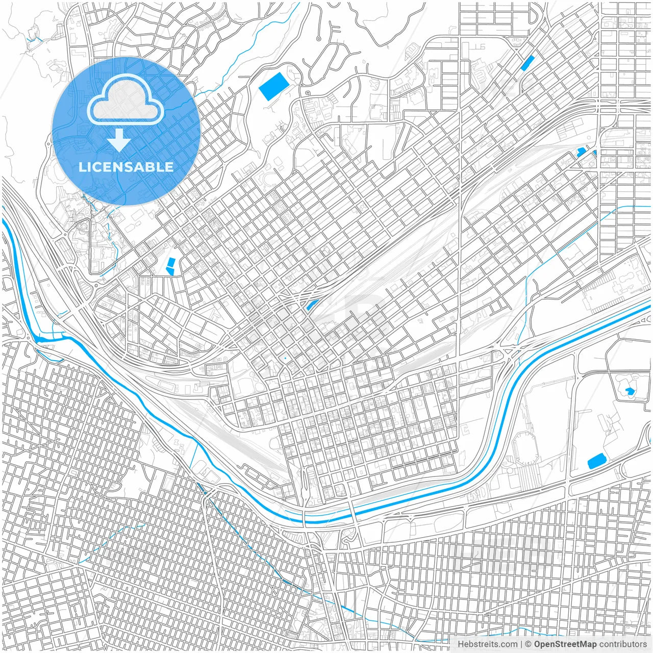 El Paso, Texas, United States, city map with high resolution roads.