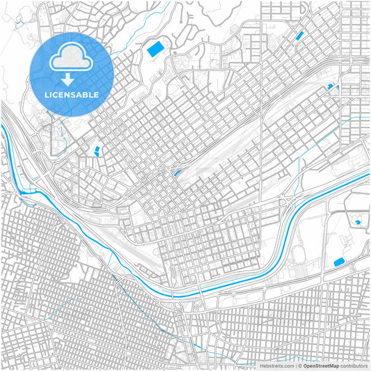 El Paso, Texas, United States, city map with high resolution roads.