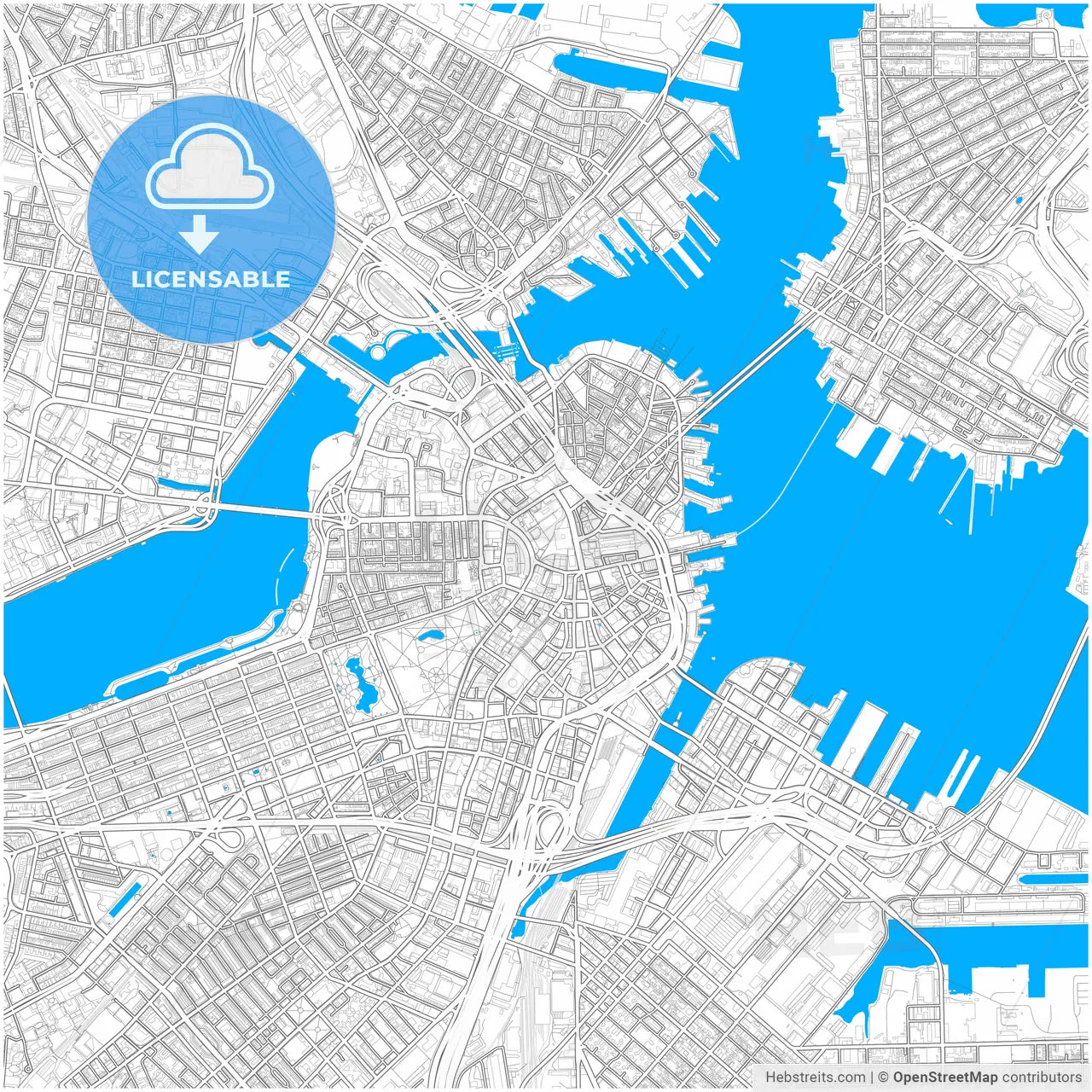 Boston, Massachusetts, United States, city map with high resolution roads.