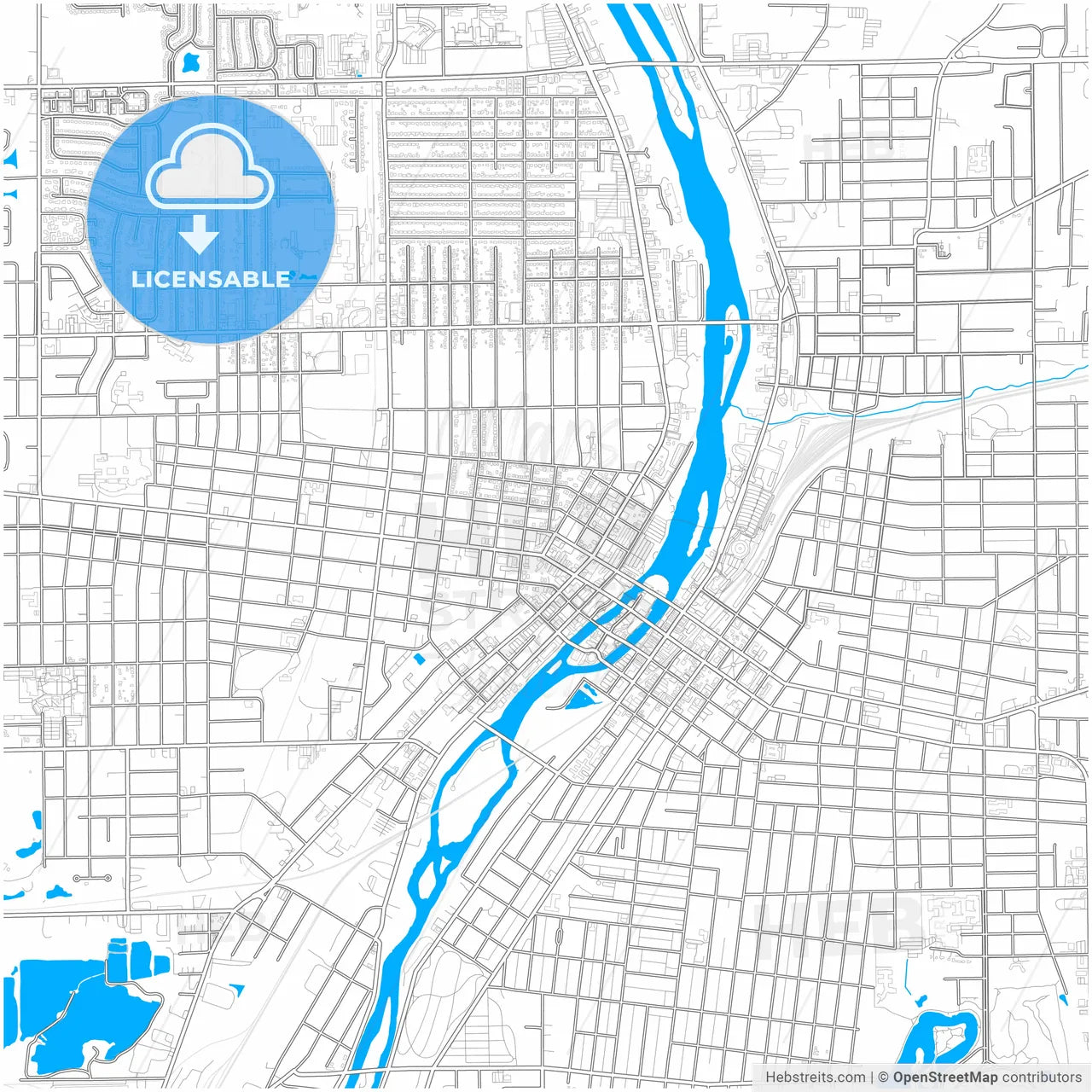 Aurora, Illinois, United States, city map with high resolution roads.