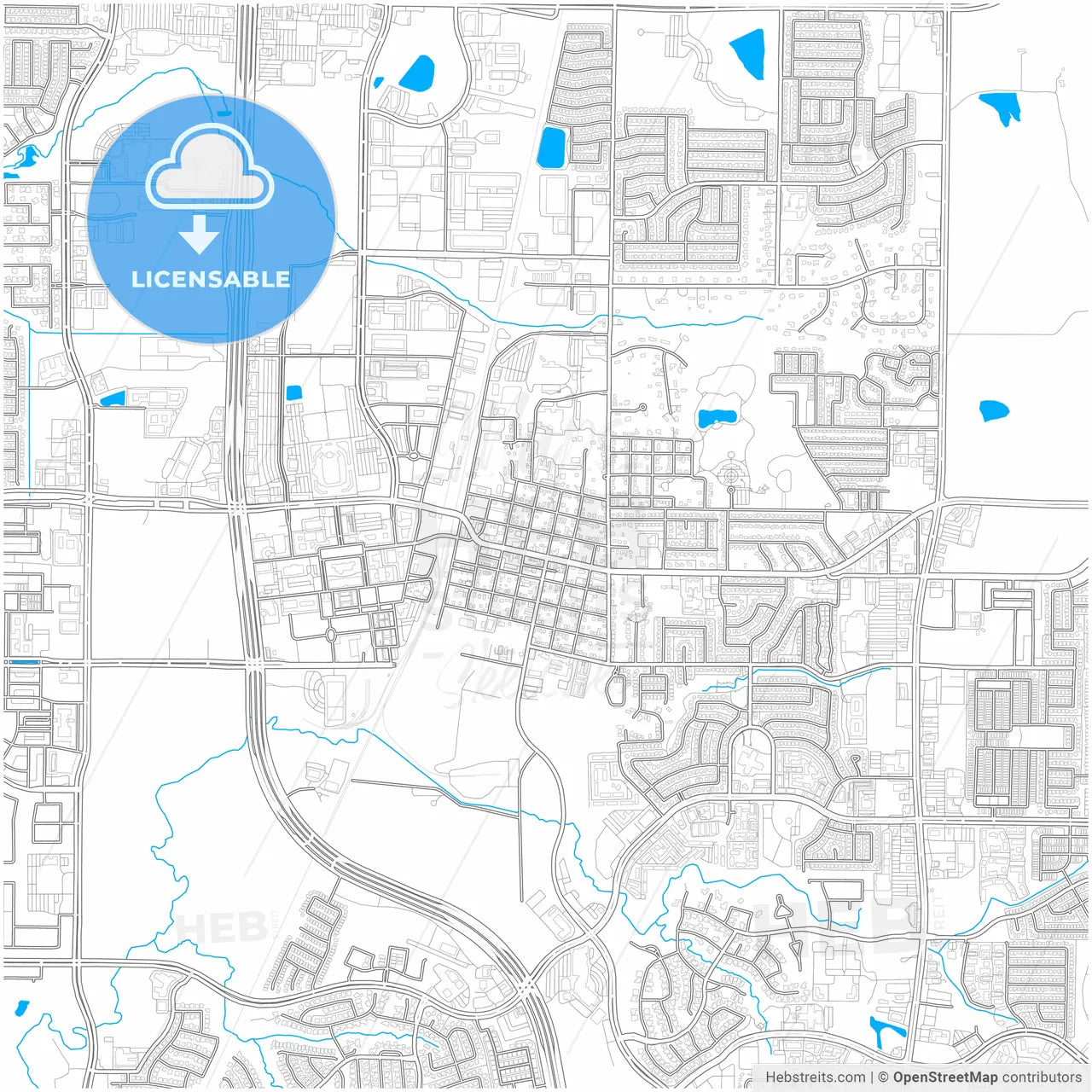 Frisco, Texas, United States, city map with high resolution roads.