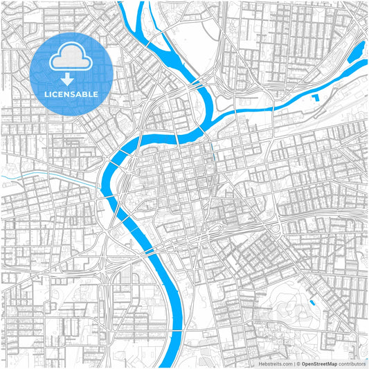 Dayton, Ohio, United States, city map with high resolution roads.