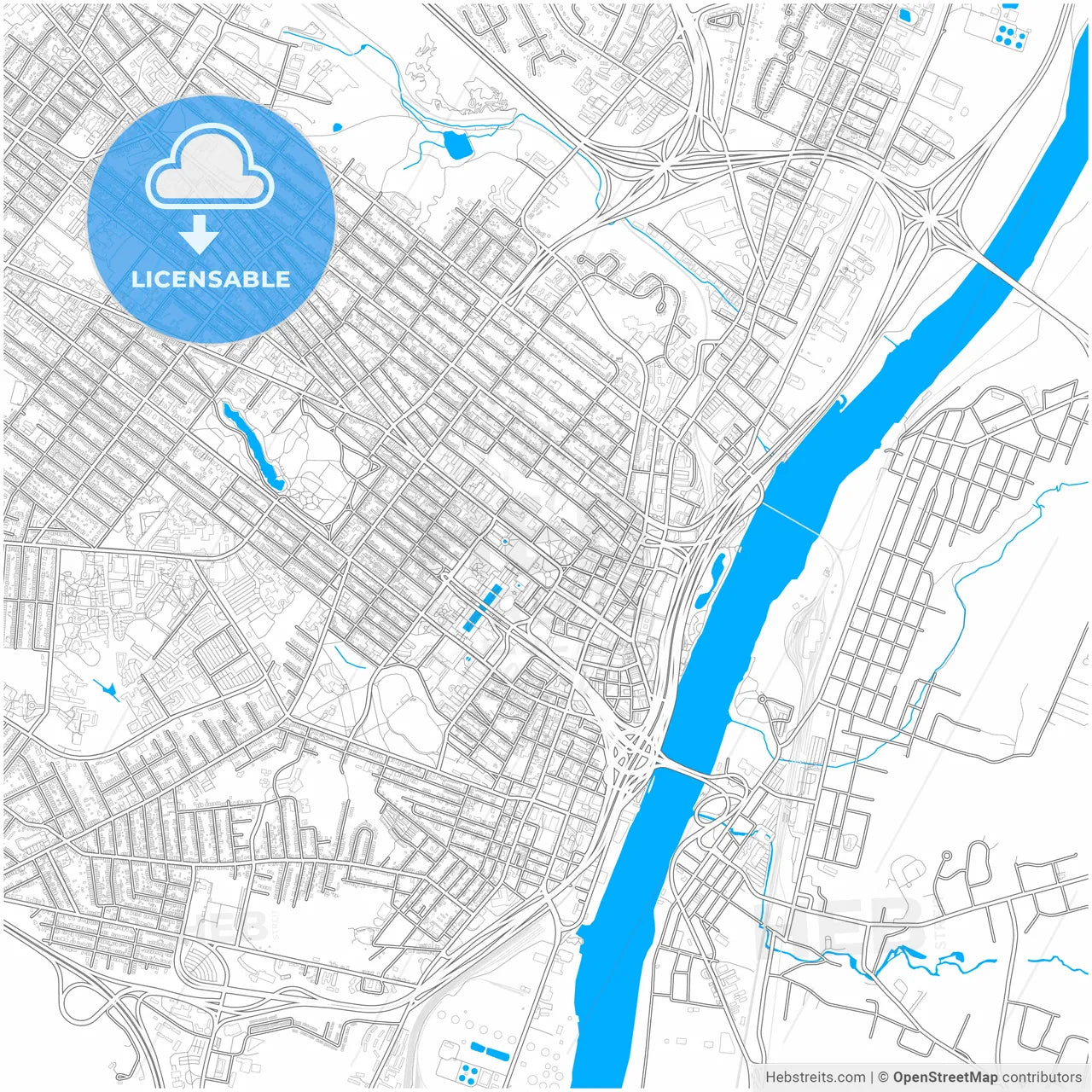 Albany, New York, United States, city map with high resolution roads.
