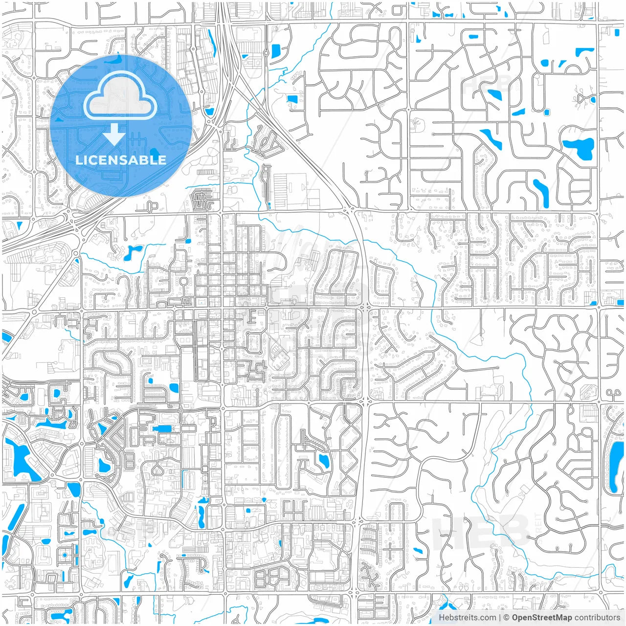 Carmel, Indiana, United States, city map with high resolution roads.