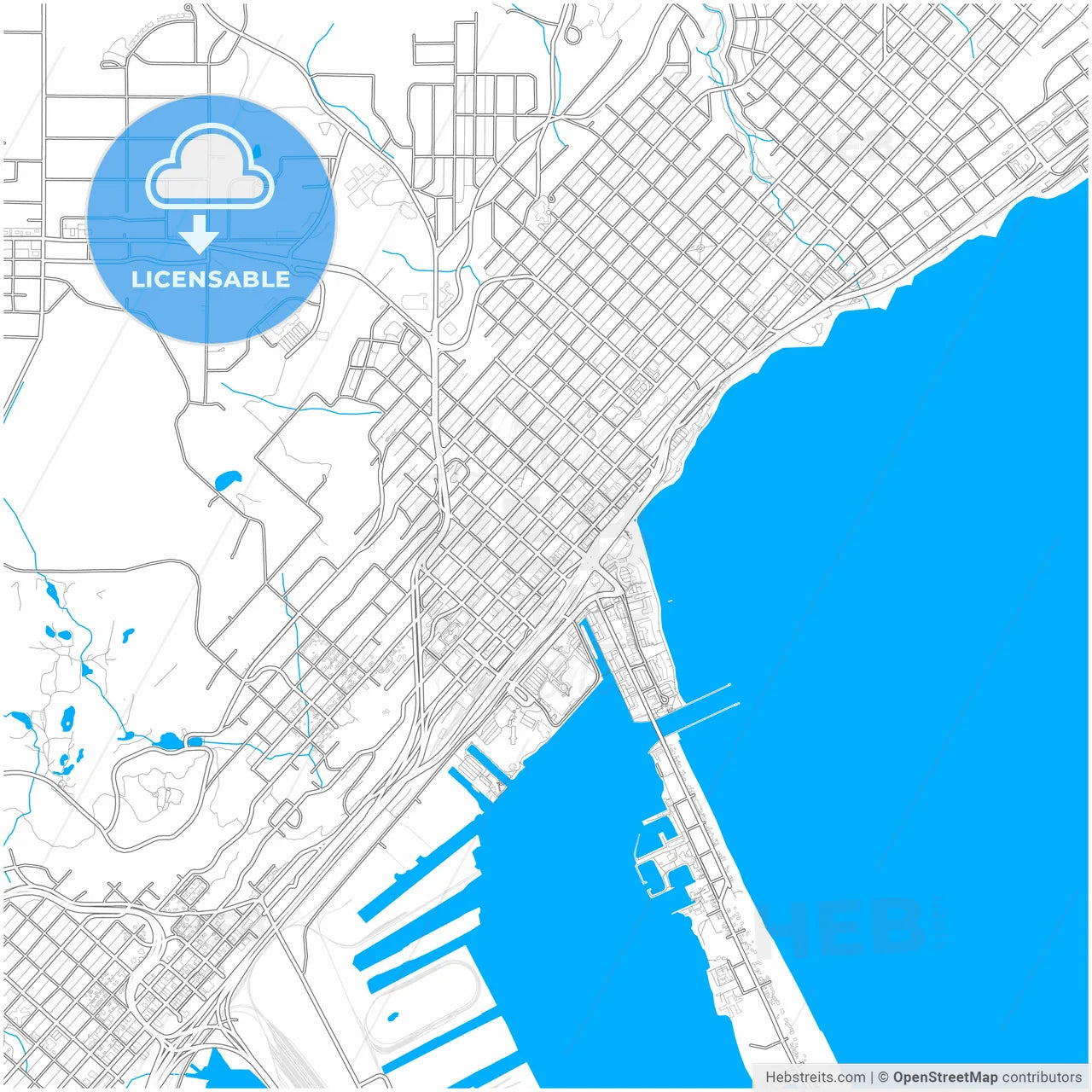 Duluth, Minnesota, United States, city map with high resolution roads.