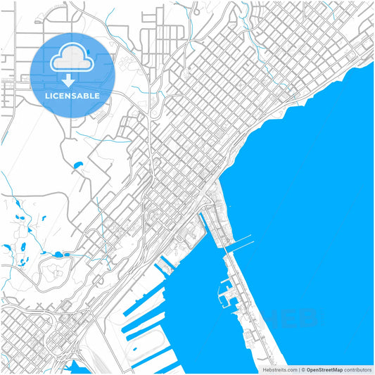 Duluth, Minnesota, United States, city map with high resolution roads.