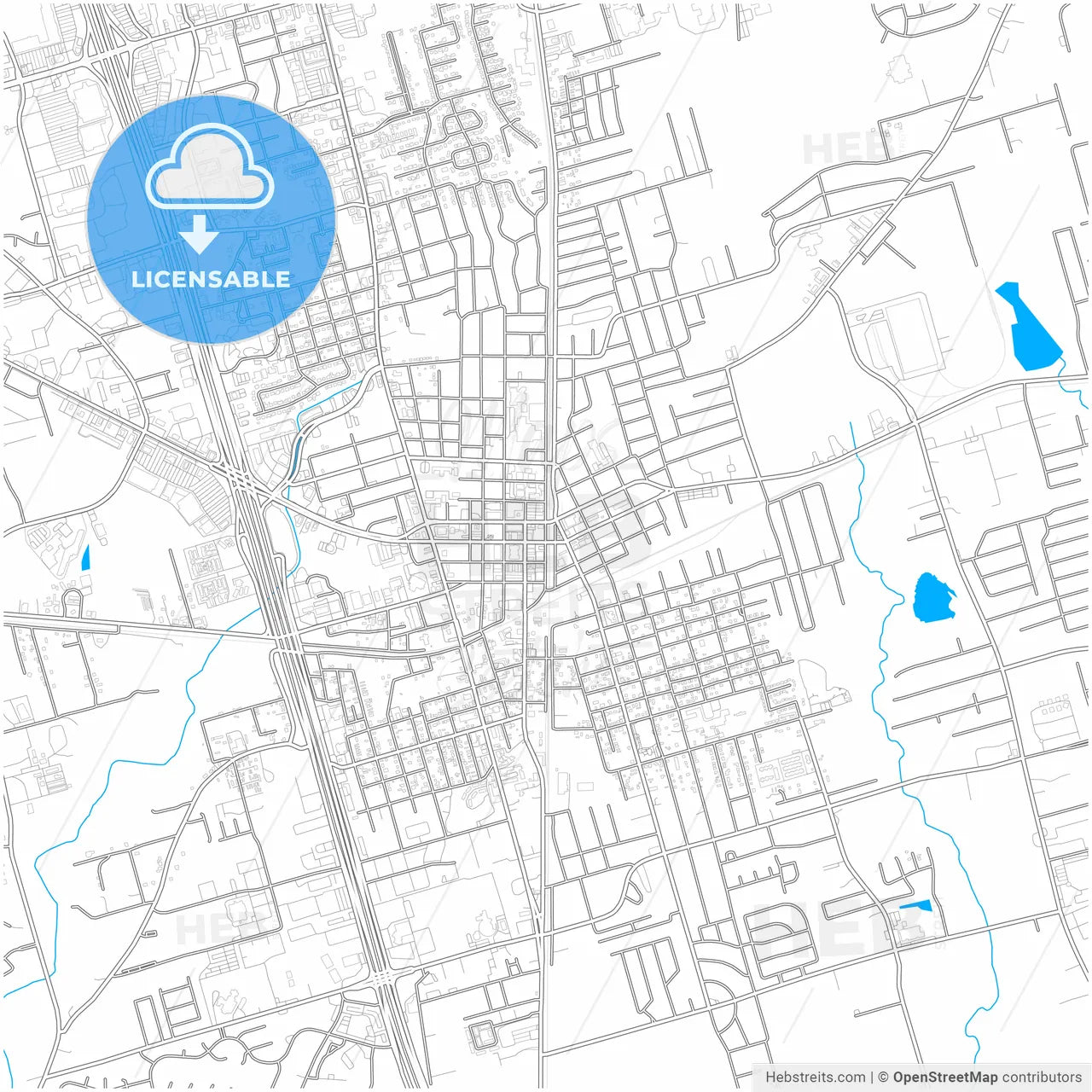 Conroe, Texas, United States, city map with high resolution roads.