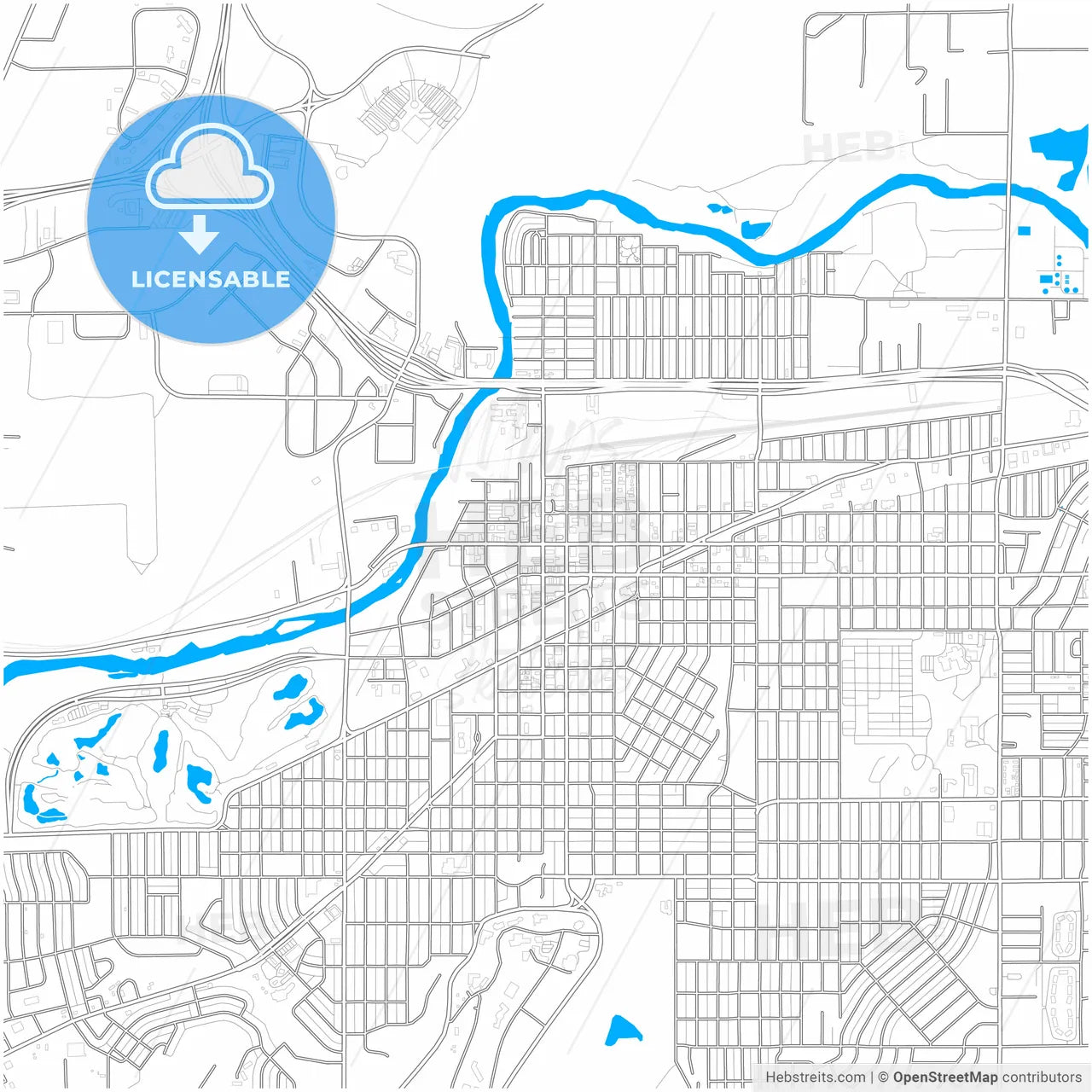 Casper, Wyoming, United States, city map with high resolution roads.
