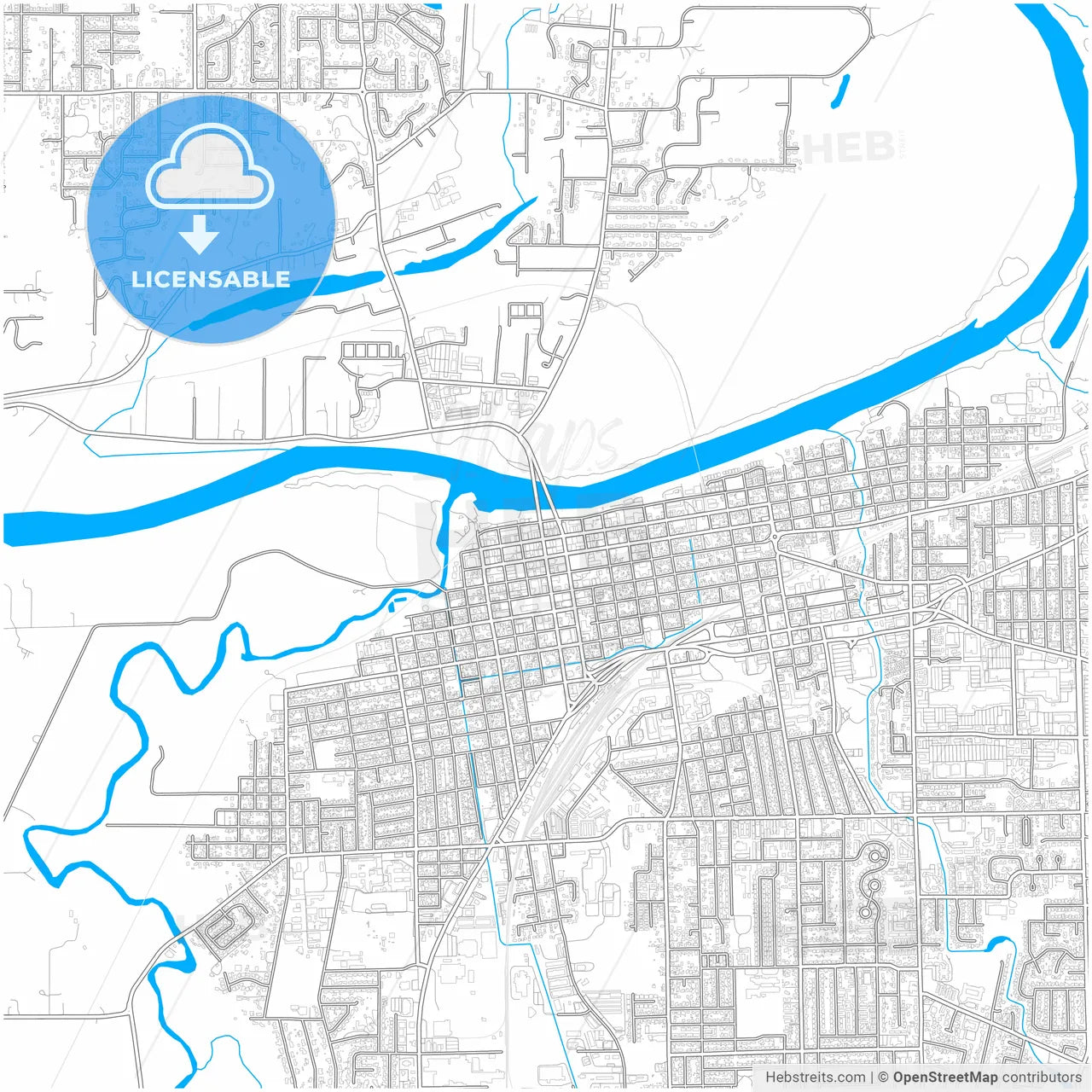 Albany, Oregon, United States, city map with high resolution roads.