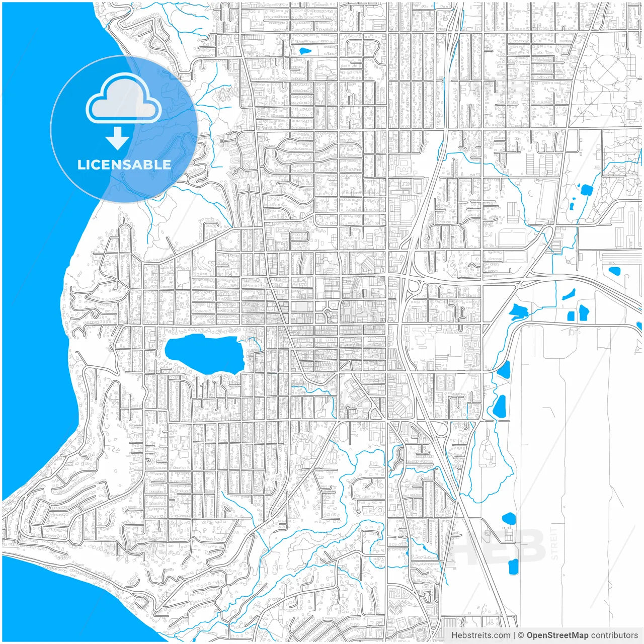 Burien, Washington, United States, city map with high resolution roads.