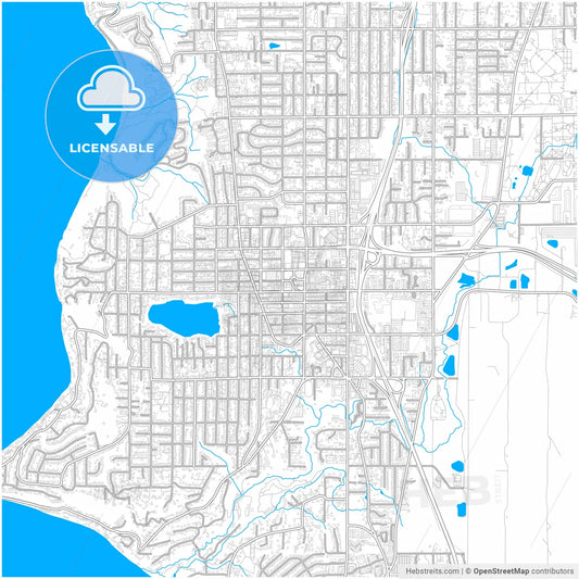 Burien, Washington, United States, city map with high resolution roads.