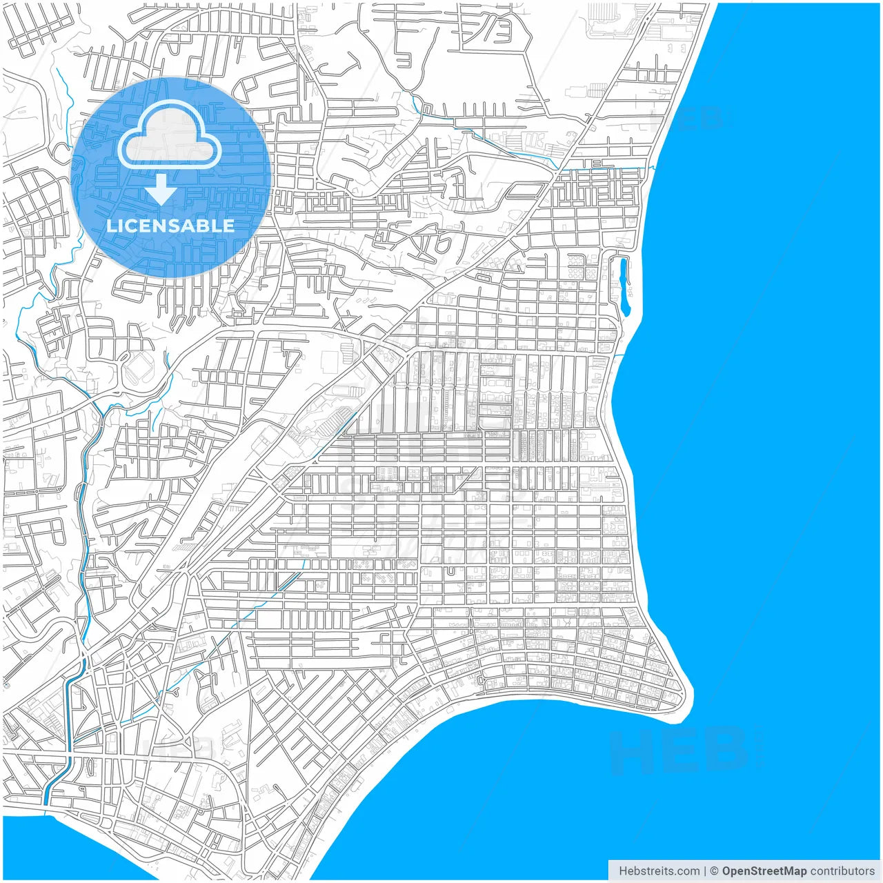 Maceio, Brazil, city map with high resolution roads.