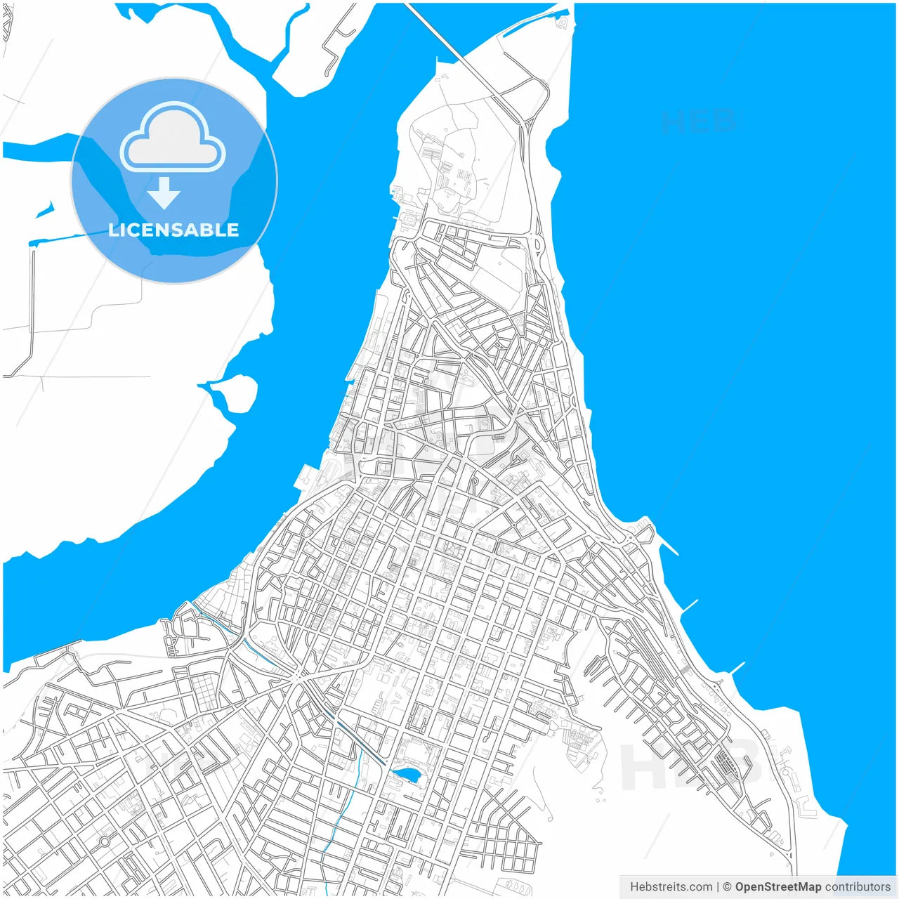 Natal, Brazil, city map with high resolution roads.