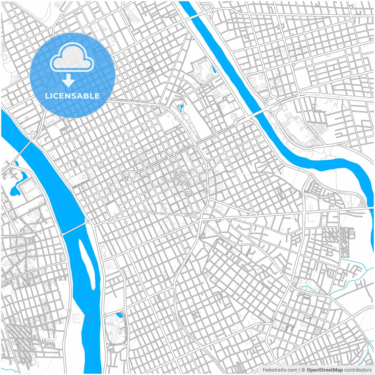 Teresina, Brazil, city map with high resolution roads.